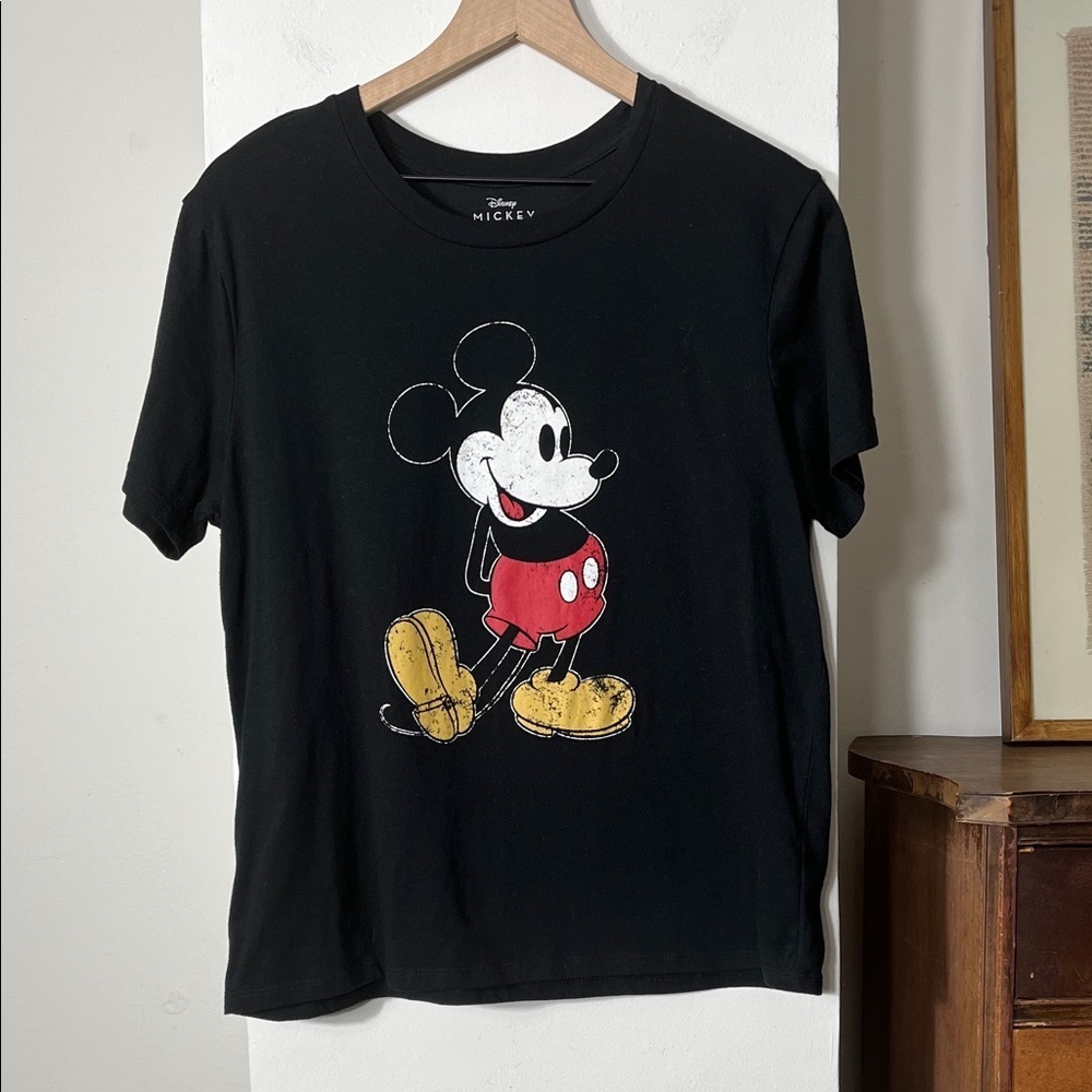 Disney Black Tee with Mickey Mouse Graphic